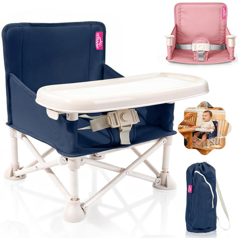 YEFAJUMP Portable Baby Chair, Baby Beach Chair with 2-Pack Interchangeable Seat Covers, Portable