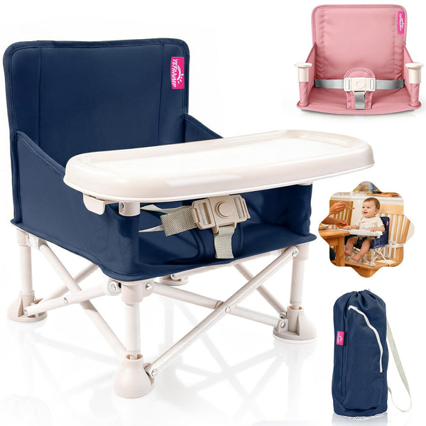 YEFAJUMP Portable Baby Chair, Baby Beach Chair with 2-Pack Interchangeable Seat Covers, Portable