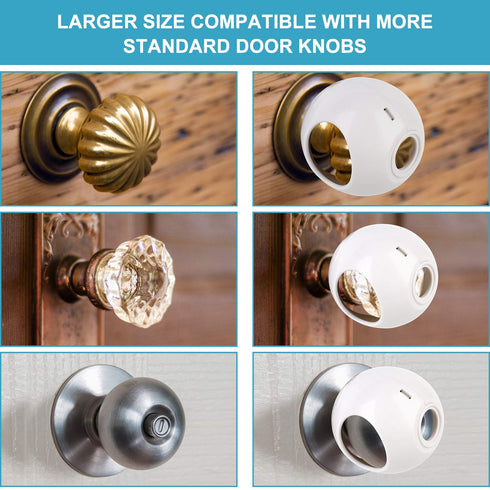 Child Door Knob Safety Cover (4 Pack) - New Design to Prevent Kids from Opening Doors, Fits Most Knobs