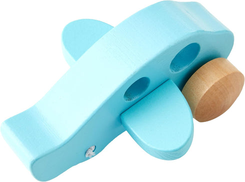 Hape Little Plane Kid's Wooden Toy Vehicle ,L: 4.9, W: 2.6, H: 3.8 inch, Blue and Beige