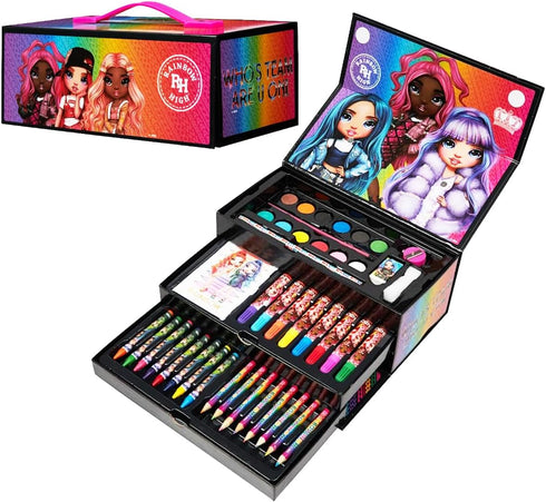 Rainbow High Art Set Kids, 40 Plus Pieces Colouring Sets with Paints, Colouring Pencils, Markers for Girls Gifts