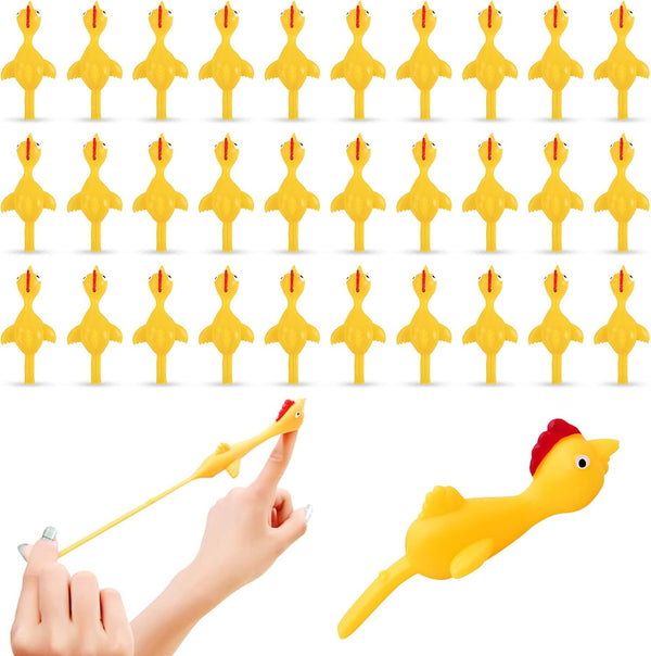 BUVUDI 30 Pieces Rubber Chicken Slingshot Rubber Chickens Flying Chicken Slingshot Flicken Chicken