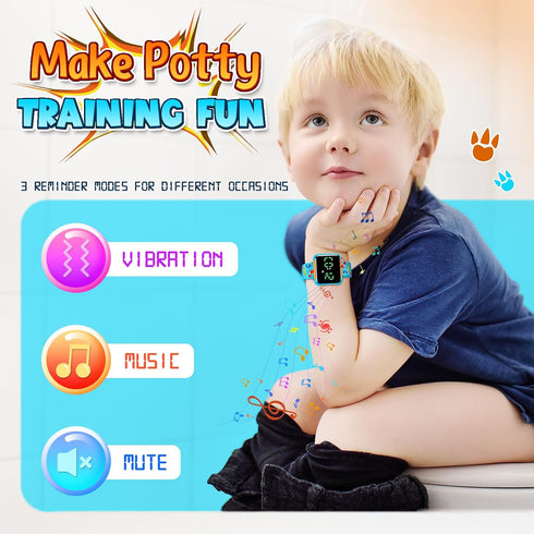 Etuwoe 2 3 4 Potty Training Watch for Kids: Water Resistant Potty Watches for Toddler Boys Adjustable Volume