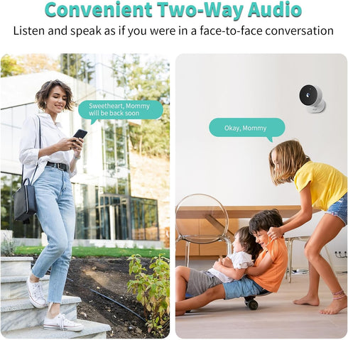 Alaga 2K 2 64G Indoor Security Camera, Baby Monitor, AI Motion Detection, Way Audio, Night Vision, Compatible