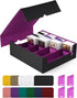 ZLCA Trading Card Storage Box - Holds 2400+ Cards, MTG Deck Box with 4 Stoppers, Black & Purple Organizer.