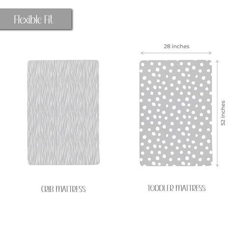 Set Changing Pad Cover and Crib Sheet Bundle (Grey Abstract Stripes and Dots Print)