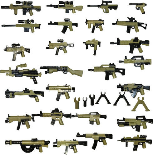 Military Weapons Pack, Military Toy Gun Set for Classic Building Blocks, 33