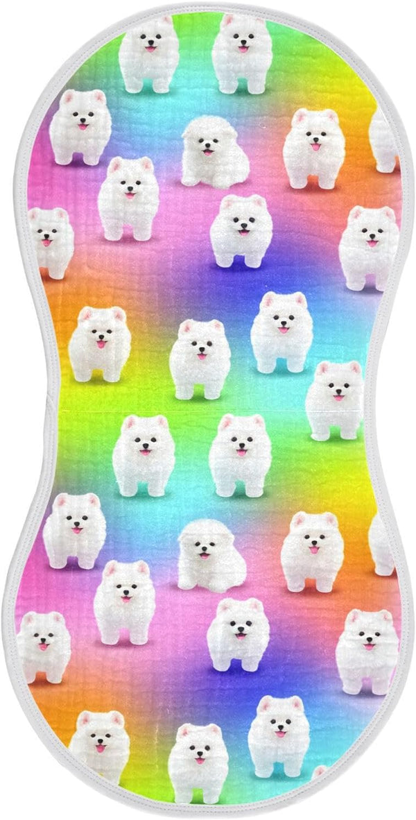 GOODOLD White Dogs Muslin Baby Burp Cloths - Super Absorbent and Soft Burping