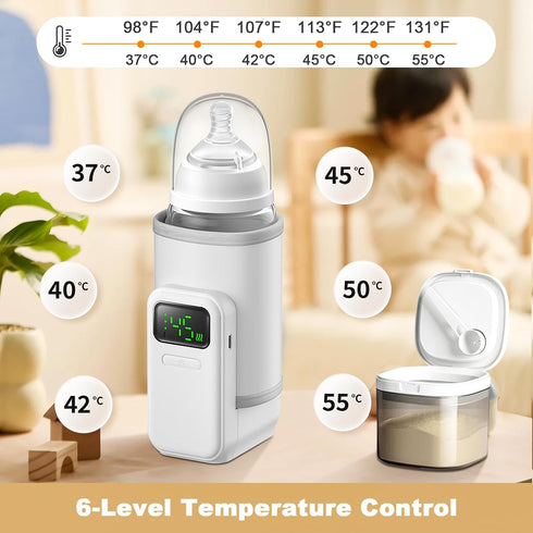 VVU&CCO Travel-Easy,6-Speed Portable Bottle Warmer - Temperature Control,Comfortsble Baby Feeding