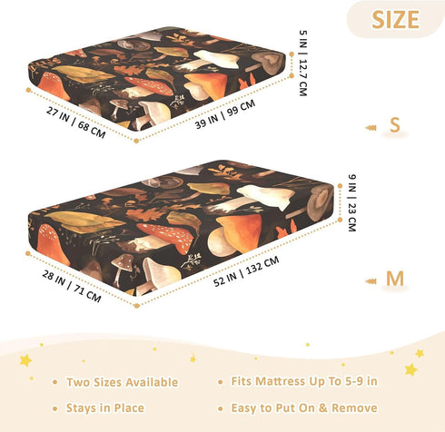Bseiialft 52 28 Mushrooms Leaves Autumn Crib Sheets for Boys Girls Soft and Breathable Cotton Baby Sheets for Standard
