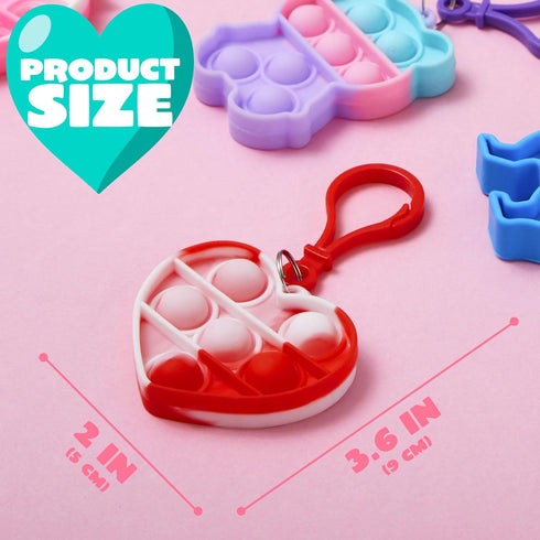 30 Packs JOYIN Valentine's Day Gift Cards with Pop Fidget Keychain Toys, Stress Anxiety Relief Fidget Toys with Cards