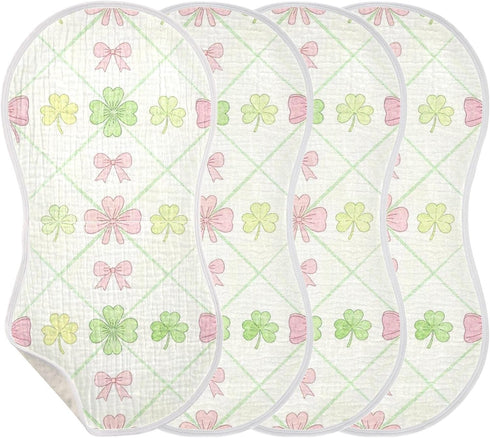 decor gift 4 Pack 22x11in Cotton Baby Burp Cloths Easy Care St Patricks Day Lucky Shamroc Baby Feeding Cloth for Unisex