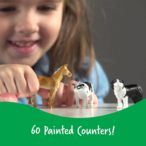 Counters 60 3+ Counting Learning Resources Farm Animal - Pieces, Ages Toddler Learning Toys, Farm Animals Toys
