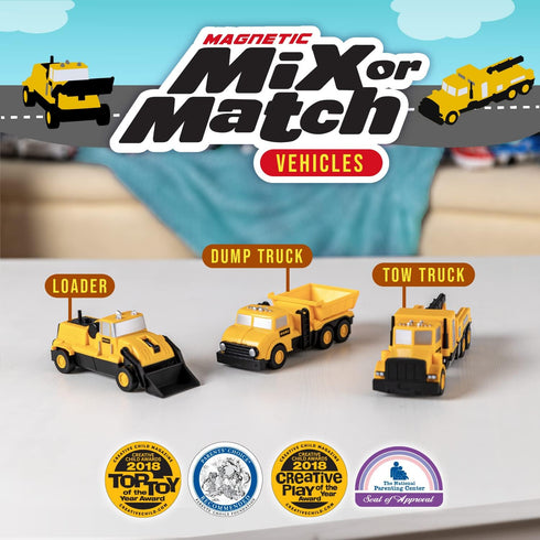 1-3, Set 3 Popular Playthings Magnetic Vehicles for Toddlers Mix or Match Car Toys, of Gift for Kids - Construction