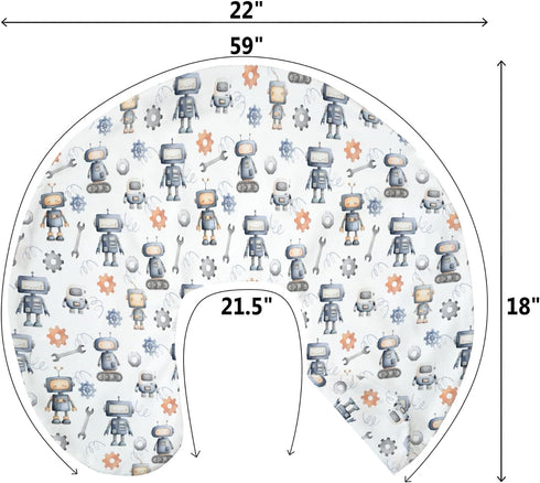 Watercolor Robots Baby Nursing Pillow Covers for Boy Girl Cute Robotic Character Nursery Feeding Pillowcase