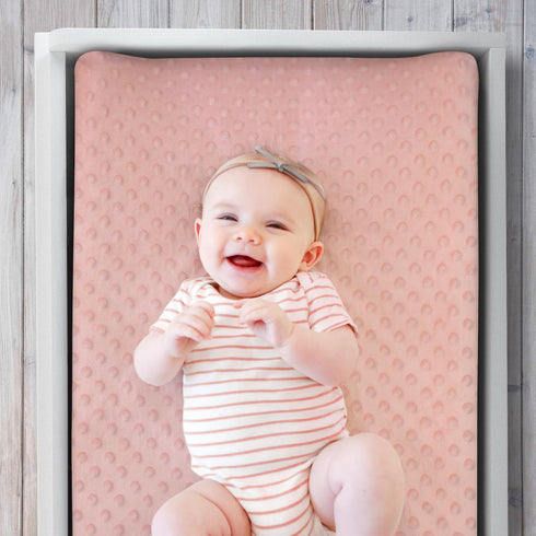 The Peanutshell Baby Changing Pad Covers Girl, Pink Minky Changing Table Sheets for Girls, Boho Rainbow Floral Nursery