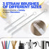 5-Piece Set 14" 3 Holikme Bottle Brush Cleaner - Stainless Steel Handle, Straw Brushes, Cleans Water Bottles, Cups