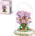 Cherry Blossom Bonsai Tree House Building Set - 1382 Pcs Micro-Particle Ideas with String Lights and Wooden Base