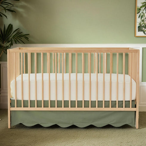 Brandream Scallop Edge Cotton Crib Skirt Toddler Bedskirt Baby Nursery Crib Bed