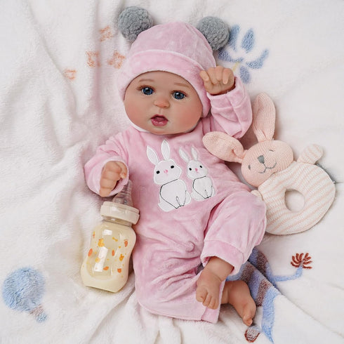 BABESIDE 2 Pcs Reborn Baby Doll Clothes with Hat for 17-22 Inch Baby Dolls, Cute Bunny Pattern Outfits