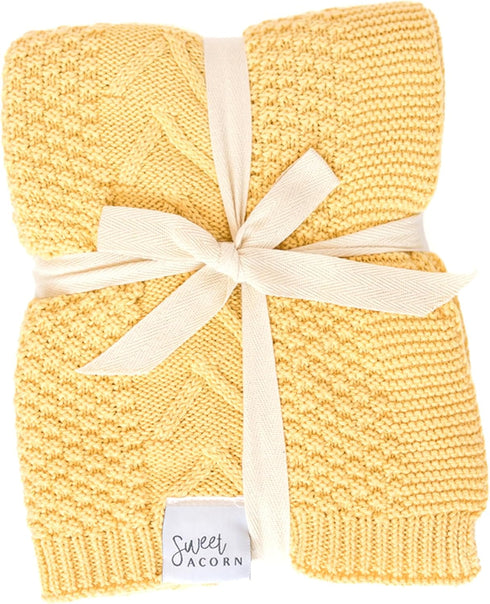 Knit Baby Blanket in Elegant Pattern, Organic Cotton Blankets for Crib or