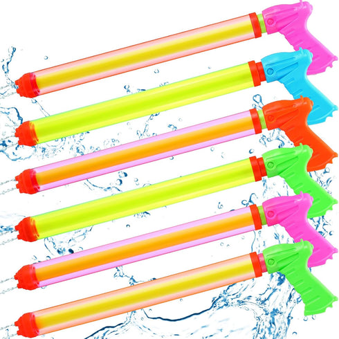 6 Pcs 24" Water Gun Cannon, Colorful Plastic Water Shooters for Outdoor Pool, Beach, and Backyard Play