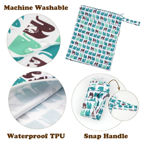 2 Pack (W022) Mama Koala Waterproof Cloth Diaper Wet Bag Reusable Waterproof - - Odor Resistant Travel Wet Dry Bag