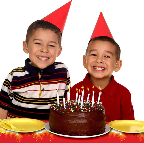 Tegeme Fire Tablecloths Firefighter Party Supplies, Flame Plastic Table Covers Rectangle Tablecloths for School Picnic