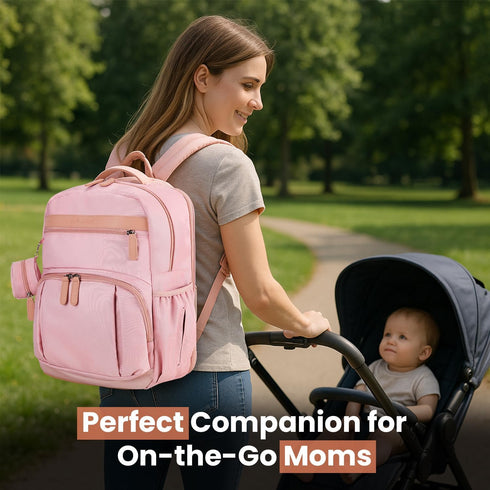 Backpack 28Liters Baby Diaper Bag with Changing Station, Capacity Nylon Baby Registry Mom Bags, Travel Friendly Unisex