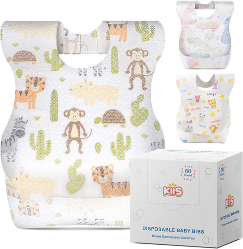 KIIS Disposable Baby Bibs for Boys and Girls, Individually Packaged, Soft and Leakproof (20 PCS / 60 PCS)