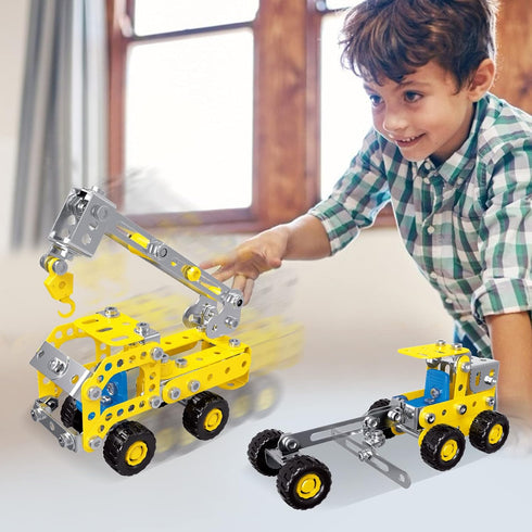 7 in 1 STEM Toys - Erector Set for Boys Age 8-12, Learning Engineering Kids Building Blocks Model Kits, Metal