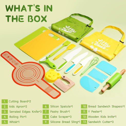 Toddlers-21PCS Sets Set Set Set Montessori Kitchen Tools for Kids Cooking Real-Montessori Cooking for Toddlers Kids