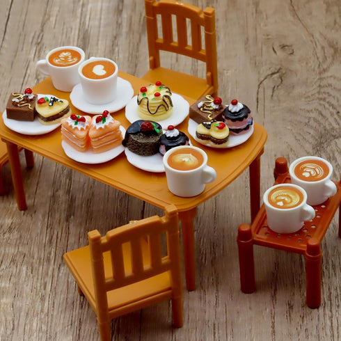 24 Sets 1:12 Hiawbon Pcs Miniature Food Kitchen Decoration Miniature Coffee Mugs Cakes Dessert Model Pretend Coffee