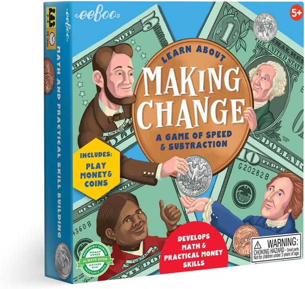 eeBoo: Making Change Game, 50 Item Cards with Play Money, Develop Math
