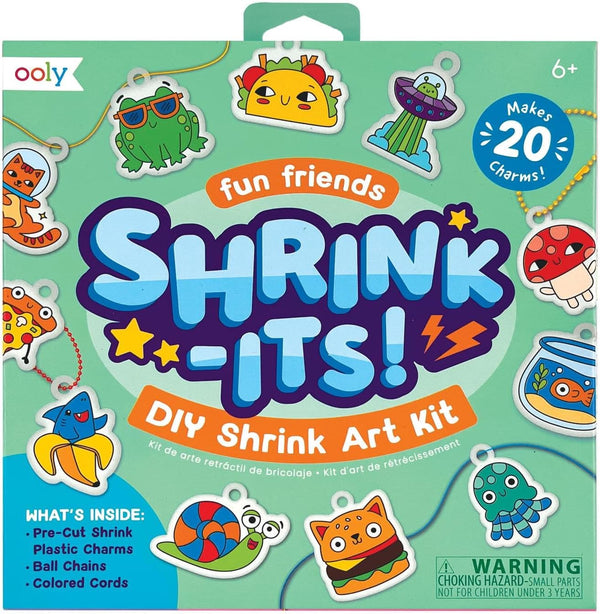 Ooly Shrink-Its! 28 PC DIY Shrinking Art Kit with 20 Plastic Pre Cut Charms, No Mess Art for Kids, Ideal Party Favor