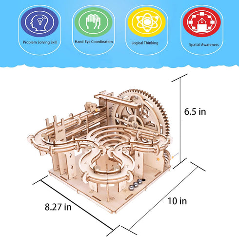 AIJUYE 3D 159pc 4 4hr 14+ Wooden Puzzles for Adults Marble Run Kit - Steel Marbles Build Mechanical Maze Model STEM