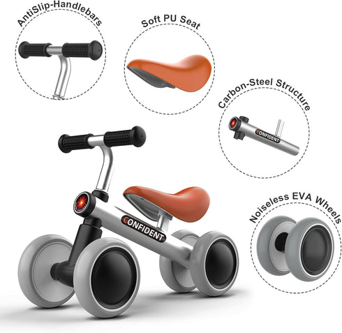 Baby Balance Bike for 1 Year Old - Toddler Bike with No Pedal & Silent Wheels, Ride-On Toy Gift for Boys Age 1-3