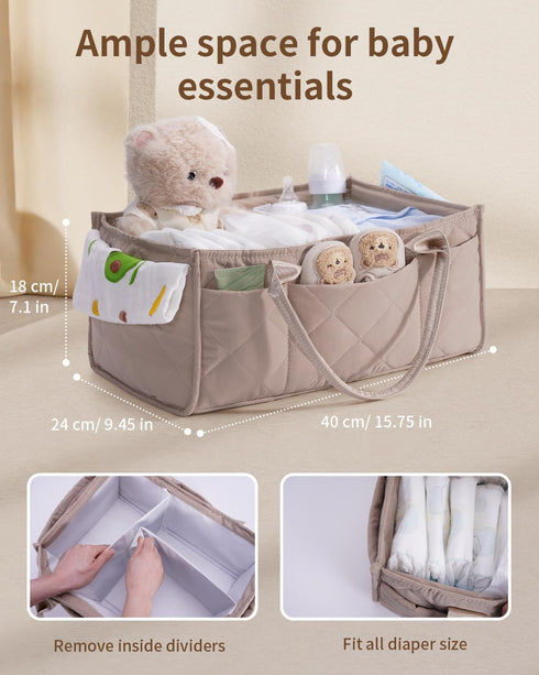 CEI-CEI Baby Diaper Caddy Organizer with Handle, Large Portable Nursery Storage Basket for Newborn Essentials, Changing