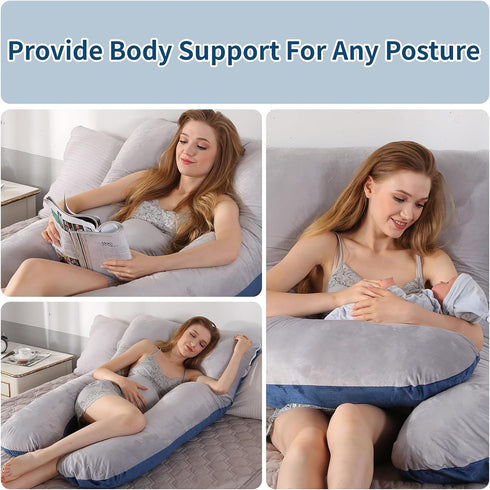 55 inches Amagoing Pregnancy Pillows for Sleeping, U Shaped Maternity Full Body Pillow for Pregnant Women with Hip