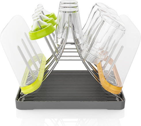 15 Baby Bottle Drying Rack, Space Saving Bottle Drying Tree Rack with Drainboard for Cups, Mugs and Glass, Sports