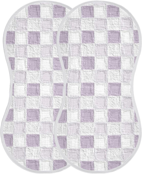 decor gift 4 Pack 22x11in Cotton Burp Cloths Muslin Good Absorbent? Purple Check Pattern washcloths for Unisex Babies