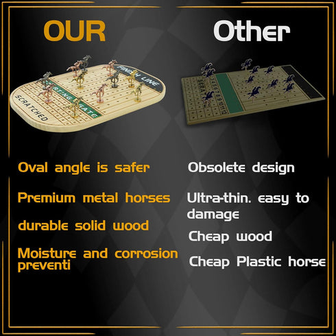 11 4 2 Jyquorp Horse Race Board Game Racing Game Thickened Solid Wood with Luxurious Durable Classic Metal Horses