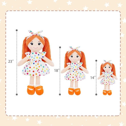 18" June Garden Snuggle Cuties Bella - Soft Cuddly Plush Doll Gift for Girls - Huggable Rag Doll - Orange L