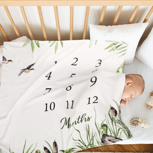 40"x60" Preboun Baby Monthly Milestone Blanket Mallard Duck Months Blanket Photo Props Mallard Duck Stuff Growth Chart