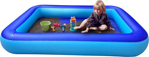Inflatable Sensory Sand Pool for Kids - 64"x47"x9" Ball Pit, Kiddie Pool, Plastic Water Game Pool for Toddlers