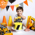 Glitter Building Truck Happy Birthday Cake Topper, Construction Truck Decor for Kids Birthday or Baby Shower Party