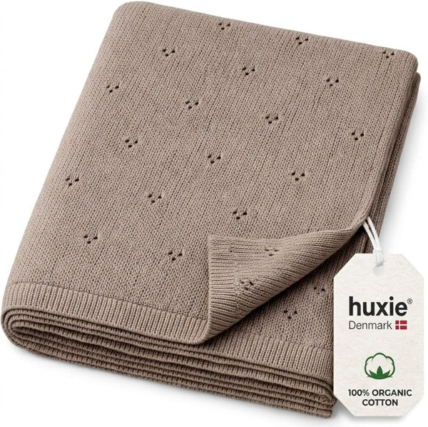 100% Organic Cotton Knit Baby Blanket for Boys and Girls- Pointelle Swaddle