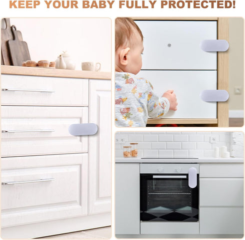 TenLaitech 6-Pack Cabinet Locks Baby Proofing - Child Proof Drawer Locks| Child Safety Lock for cabinets Drawers Fridge