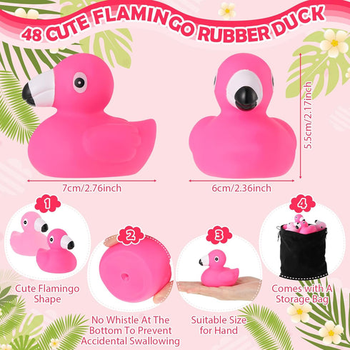 Jerify 100 Pcs Flamingo Rubber Duck Bulk - Rose Pink & Light Pink Bath Toys for Summer Beach Party Favors