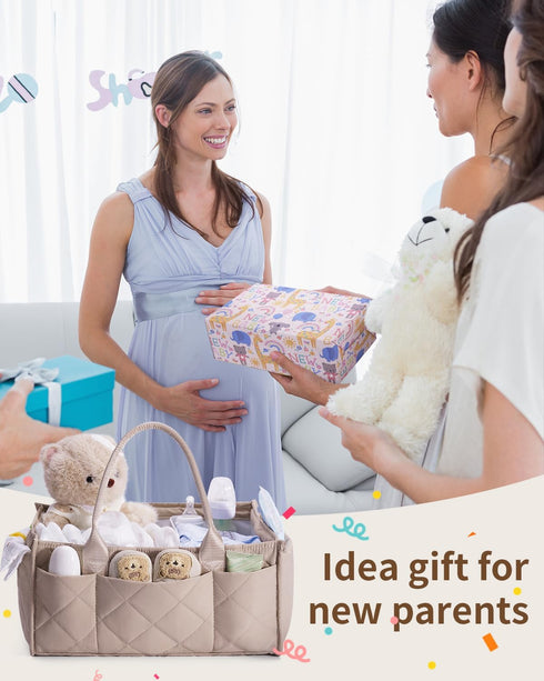 CEI-CEI Baby Diaper Caddy Organizer with Handle, Large Portable Nursery Storage Basket for Newborn Essentials, Changing
